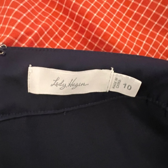 Lady Hagen Dark Blue Patterned Trim Golf Skirt with Pockets - Picture 3 of 3